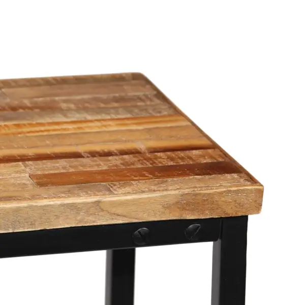 Konsoollaud taaskasutatud tiigipuust ja terasraamiga, pruun, 90 x 30 x 76 cm - 9