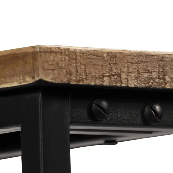 Konsoollaud taaskasutatud tiigipuust ja terasraamiga, pruun, 90 x 30 x 76 cm - 10