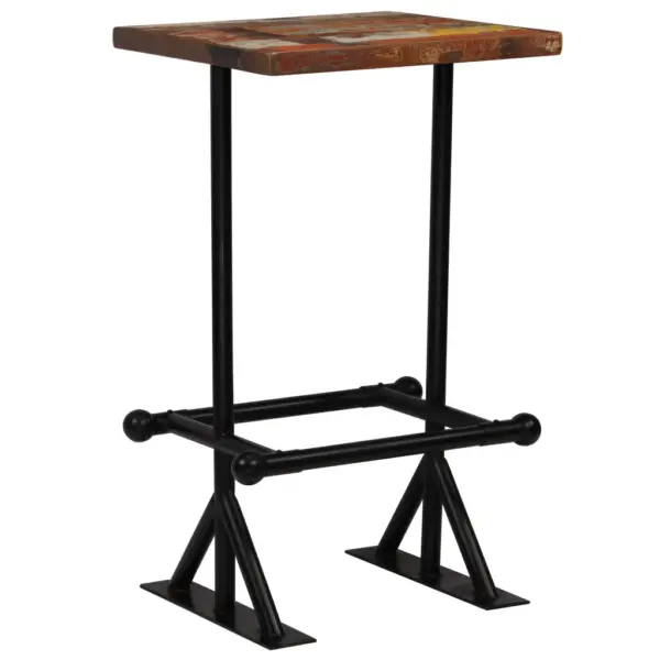 Tööstusliku stiiliga baarikomplekt taastatud puidust, 3-osaline, mitmevärviline, laud 60 x 60 x 107 cm - 2