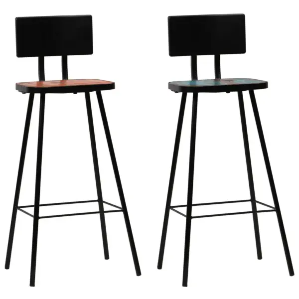 Tööstusliku stiiliga baarikomplekt taastatud puidust, 3-osaline, mitmevärviline, laud 60 x 60 x 107 cm - 8