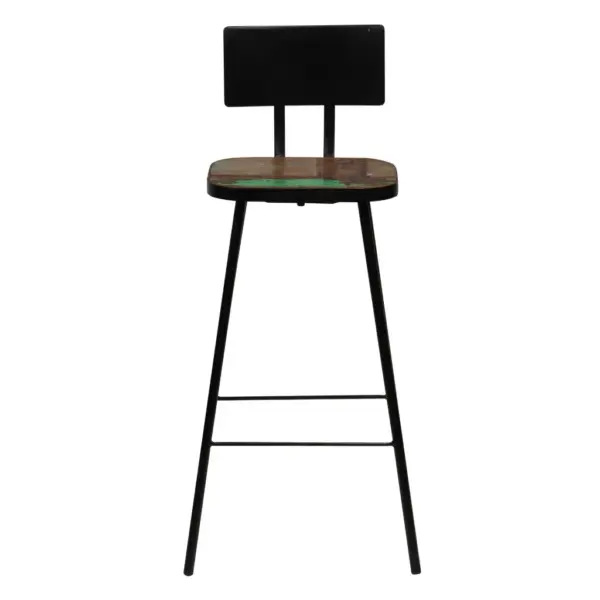 Tööstusliku stiiliga baarikomplekt taastatud puidust, 3-osaline, mitmevärviline, laud 60 x 60 x 107 cm - 9
