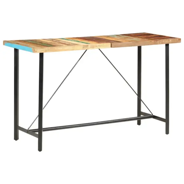 Tööstusliku stiiliga baarikomplekt taastatud puidust, 9 osa, pruun, baarilaud 180 x 70 x 107 cm – 2