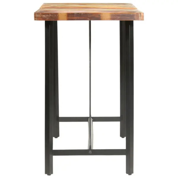 Tööstusliku stiiliga baarikomplekt taastatud puidust, 9 osa, pruun, baarilaud 180 x 70 x 107 cm – 3