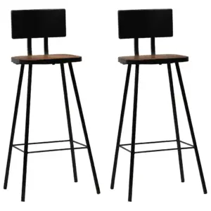 Tööstusliku stiiliga baaritoolid taastatud puidust, must terasraam, 2 tk, 45 x 36 x 99 cm