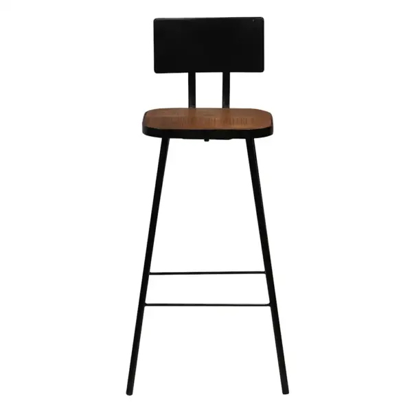 Tööstusliku stiiliga baaritoolid taastatud puidust, must terasraam, 2 tk, 45 x 36 x 99 cm – 3