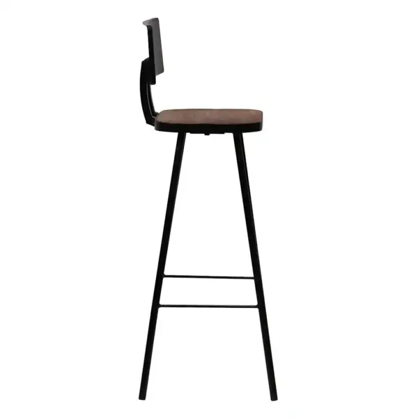 Tööstusliku stiiliga baaritoolid taastatud puidust, must terasraam, 2 tk, 45 x 36 x 99 cm – 4