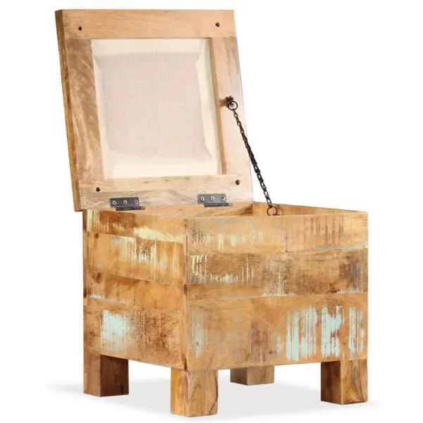 Hoiupink taastatud puidust, puuvillase istmega, pruun, 40 x 40 x 45 cm – 4