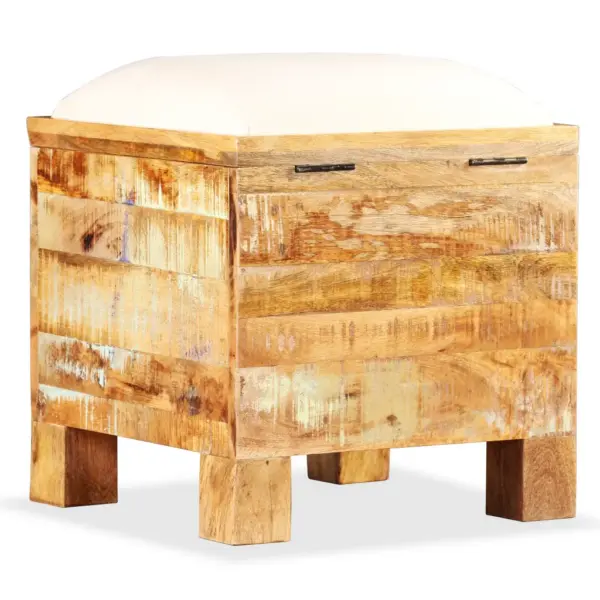 Hoiupink taastatud puidust, puuvillase istmega, pruun, 40 x 40 x 45 cm – 10