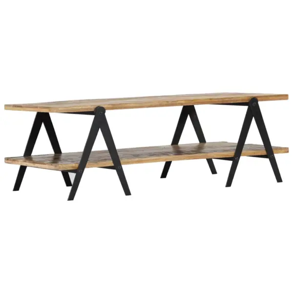 Kahekorruseline kohvilaud taastatud puidust ja terasjalgadega, mitmevärviline, 115 x 60 x 40 cm – 2