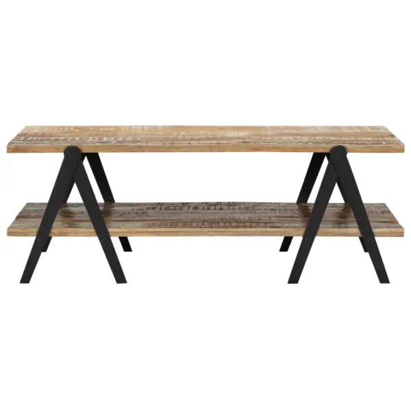 Kahekorruseline kohvilaud taastatud puidust ja terasjalgadega, mitmevärviline, 115 x 60 x 40 cm – 3