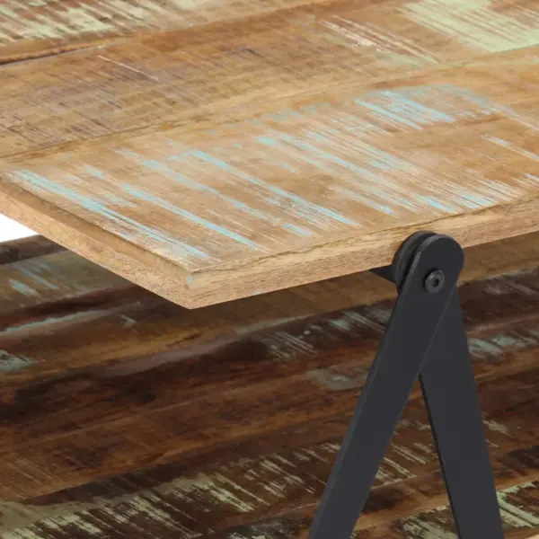 Kahekorruseline kohvilaud taastatud puidust ja terasjalgadega, mitmevärviline, 115 x 60 x 40 cm – 5