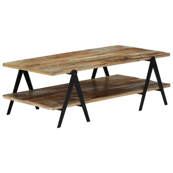 Kahekorruseline kohvilaud taastatud puidust ja terasjalgadega, mitmevärviline, 115 x 60 x 40 cm – 8