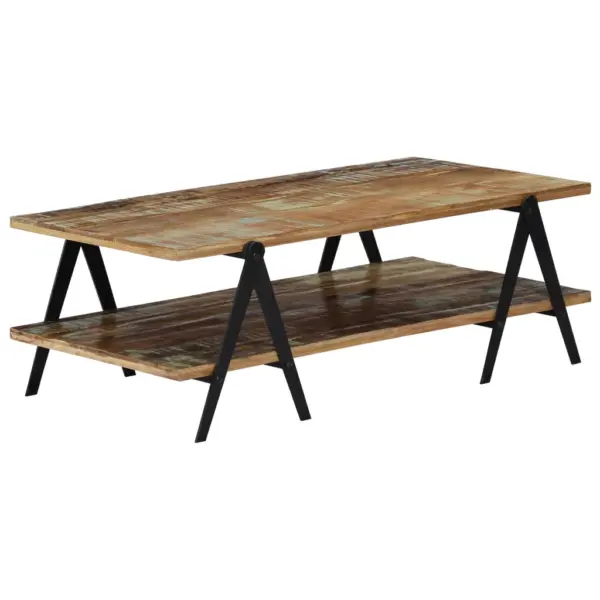 Kahekorruseline kohvilaud taastatud puidust ja terasjalgadega, mitmevärviline, 115 x 60 x 40 cm – 10
