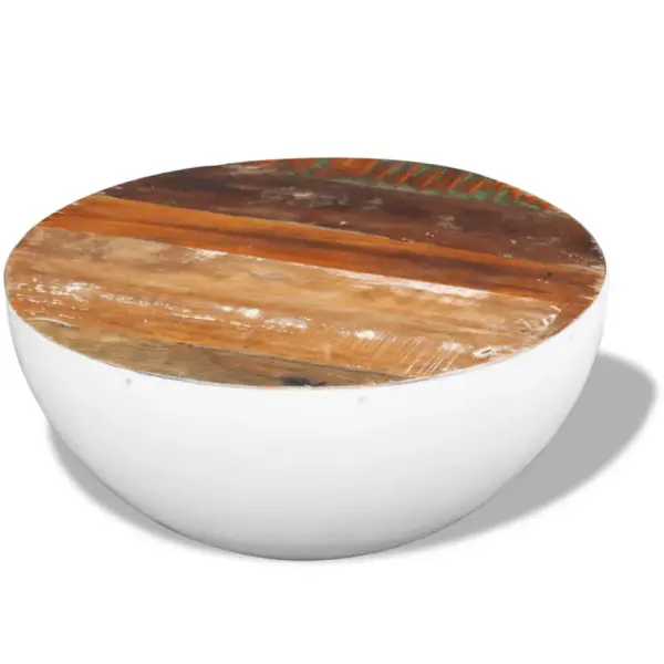 Kausikujuline taastatud puidust kohvilaud valge terasalusega, 60 x 30 cm – 3