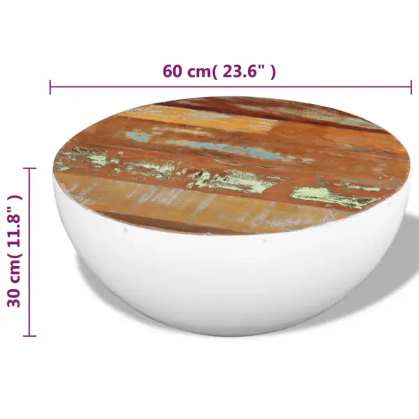 Kausikujuline taastatud puidust kohvilaud valge terasalusega, 60 x 30 cm – 7