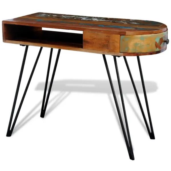Kirjutuslaud taastatud puidust rauast jalgadega, 97 x 45 x 76 cm – 2