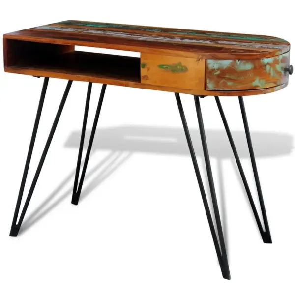 Kirjutuslaud taastatud puidust rauast jalgadega, 97 x 45 x 76 cm – 3