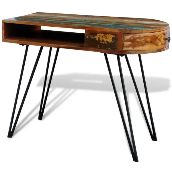 Kirjutuslaud taastatud puidust rauast jalgadega, 97 x 45 x 76 cm – 4