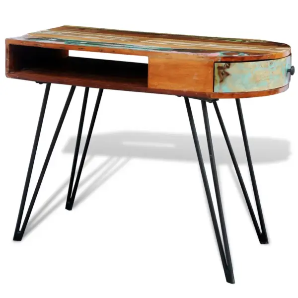 Kirjutuslaud taastatud puidust rauast jalgadega, 97 x 45 x 76 cm – 5