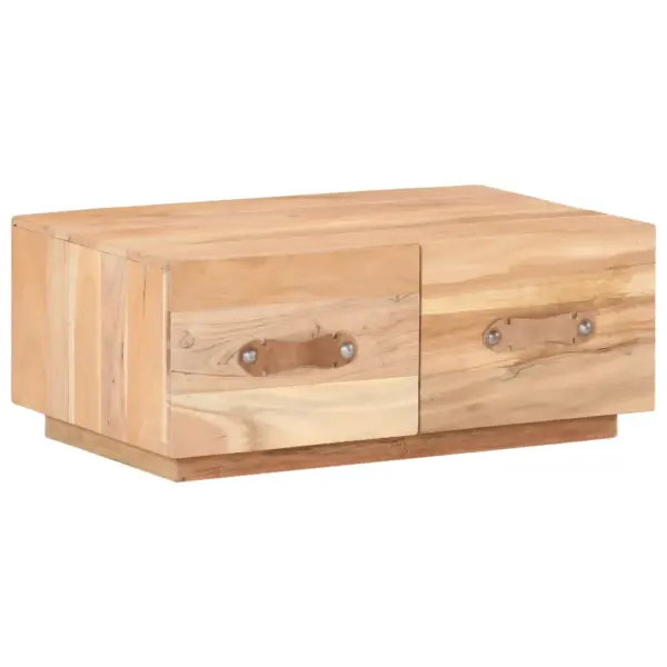 Taastatud puidust kohvilaud 2 sahtliga, pruun, 90 x 50 x 35 cm – 11