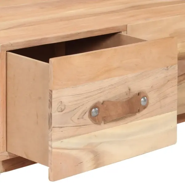 Taastatud puidust kohvilaud 2 sahtliga, pruun, 90 x 50 x 35 cm – 6
