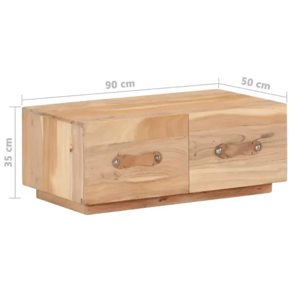 Taastatud puidust kohvilaud 2 sahtliga, pruun, 90 x 50 x 35 cm – 7