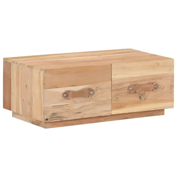 Taastatud puidust kohvilaud 2 sahtliga, pruun, 90 x 50 x 35 cm – 9