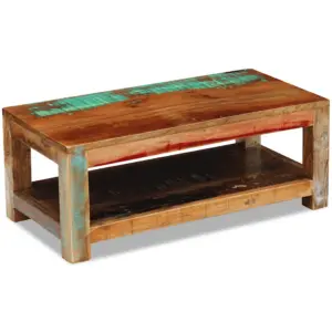 Antiikstiilis taastatud puidust kohvilaud, käsitsi valmistatud, 90 x 45 x 35 cm