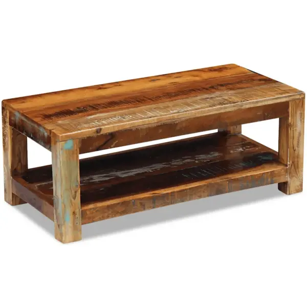Antiikstiilis taastatud puidust kohvilaud, käsitsi valmistatud, 90 x 45 x 35 cm – 2