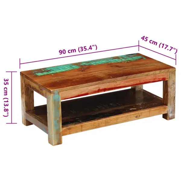 Antiikstiilis taastatud puidust kohvilaud, käsitsi valmistatud, 90 x 45 x 35 cm – 8