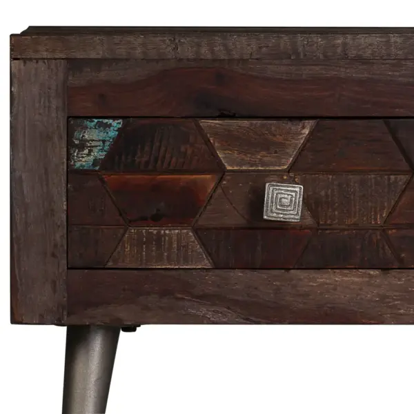 Kohvilaud taastatud puidust mosaiiksahtlite ja terasjalgadega, pruun, 100 x 60 x 35 cm – 7