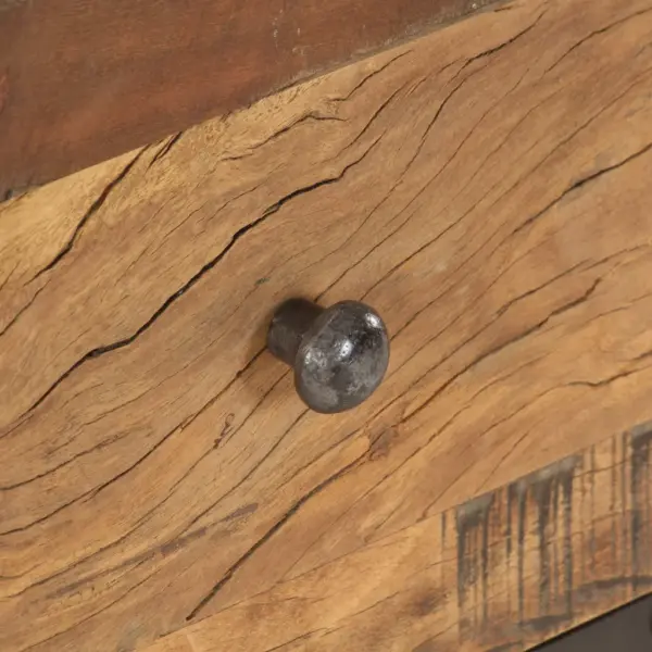 Kohvilaud 1 sahtli ja 4 riiuliga, must ja pruun, taastatud puit ja MDF, 100 x 50 x 45 cm - 4