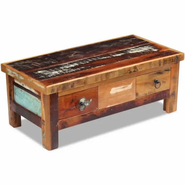 Antiikstiilis sahtlitega kohvilaud taastatud puidust, 90 x 45 x 35 cm - 3