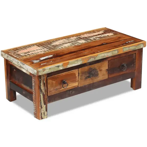 Antiikstiilis sahtlitega kohvilaud taastatud puidust, 90 x 45 x 35 cm - 5