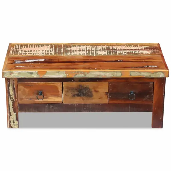 Antiikstiilis sahtlitega kohvilaud taastatud puidust, 90 x 45 x 35 cm - 6