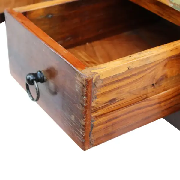 Antiikstiilis sahtlitega kohvilaud taastatud puidust, 90 x 45 x 35 cm - 7