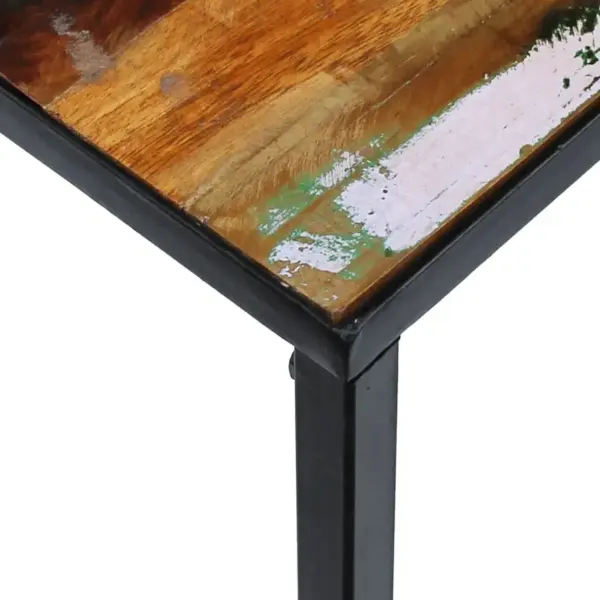 Mitmevärviline kohvilaud taastatud puidust ja terasraamiga, 100 x 60 x 40 cm – 7