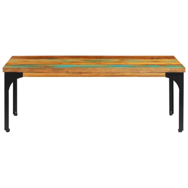 Taastatud puidust kohvilaud terasraamiga, pruun, 100 x 60 x 35 cm – 3