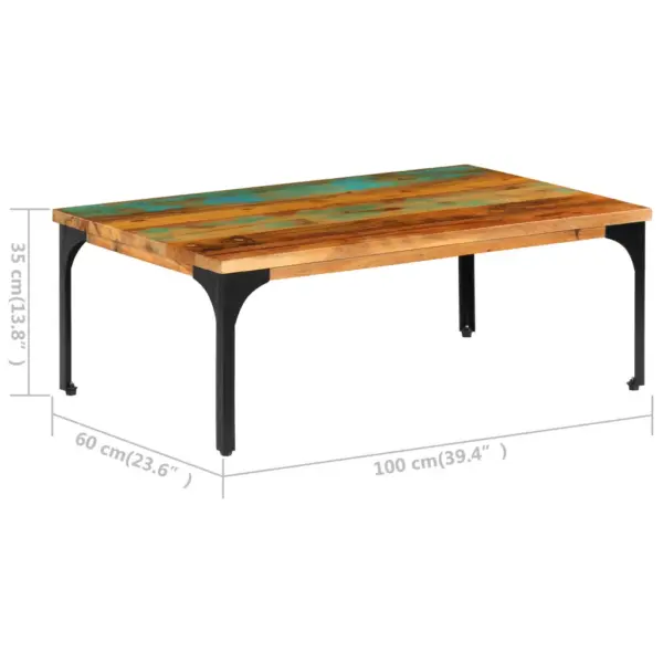 Taastatud puidust kohvilaud terasraamiga, pruun, 100 x 60 x 35 cm – 10