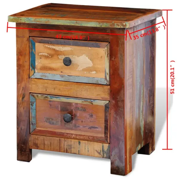 Kahe sahtliga öökapp taastatud puidust, mitmevärviline, 43 x 35 x 51 cm – 11