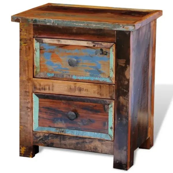 Kahe sahtliga öökapp taastatud puidust, mitmevärviline, 43 x 35 x 51 cm – 4