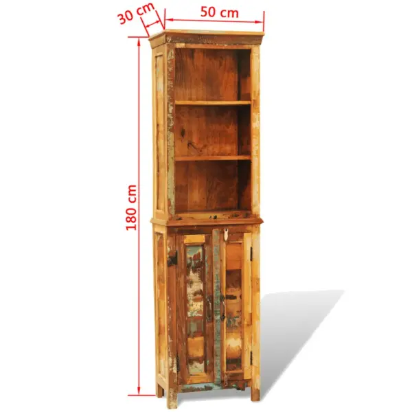 Vanaaegse välimusega raamaturiiul alumise kapiga, taastatud puidust, 50 x 30 x 180 cm – 8