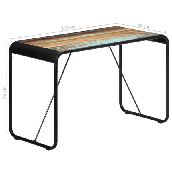 Industriaalne taastatud puidust söögilaud terasraamiga, 118 x 60 x 76 cm – 8