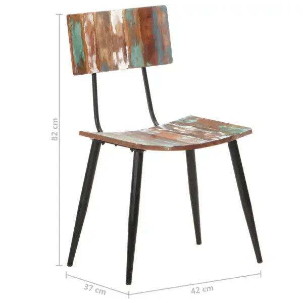 Mitmevärvilised taastatud puidust söögitoolid, 4 tk, pulbervärvitud rauast raamiga, 42 x 37 x 82 cm – 9