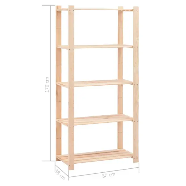 5-korruselised täismännipuidust hoiuriiulid, 2 tk, 80 x 38 x 170 cm, 250 kg – 8