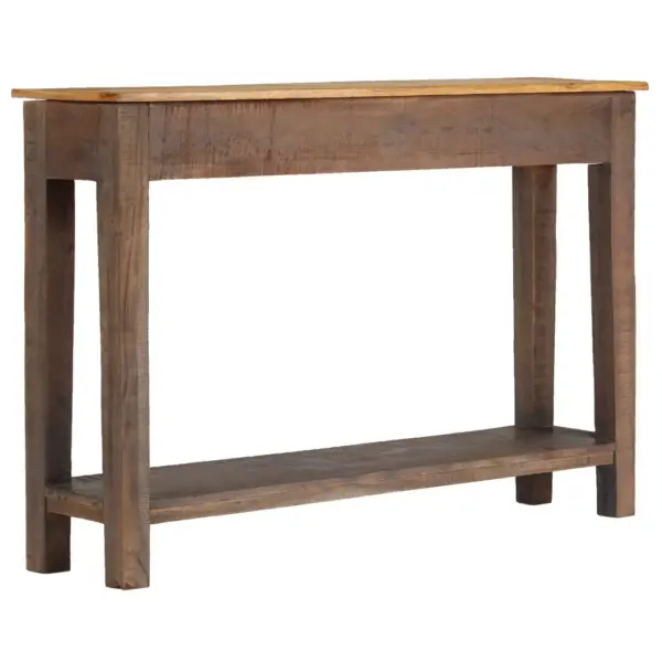 Antiikstiilis pruun täispuidust konsoollaud kahe sahtli ja riiuliga, 118 x 30 x 80 cm – 3