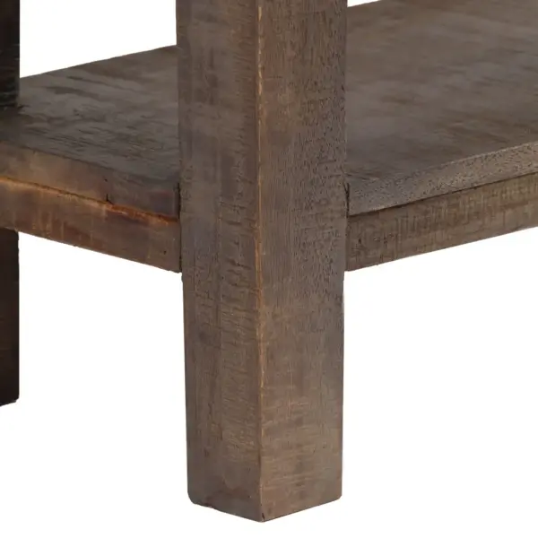 Antiikstiilis pruun täispuidust konsoollaud kahe sahtli ja riiuliga, 118 x 30 x 80 cm – 6