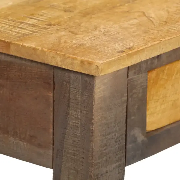 Antiikstiilis pruun täispuidust konsoollaud kahe sahtli ja riiuliga, 118 x 30 x 80 cm – 7