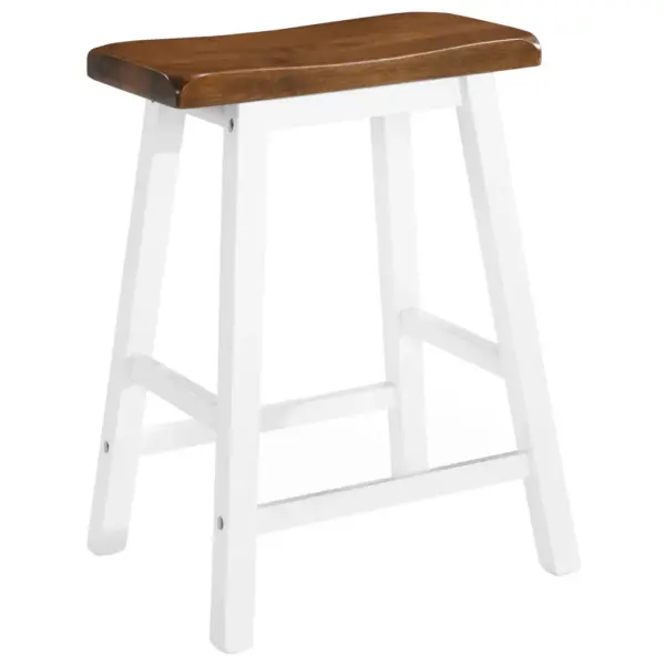 Täispuidust baaritoolid, pruun-valge, 2 tk, 45 x 23 x 60 cm – 2