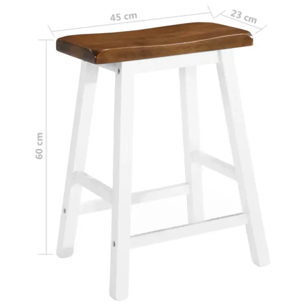 Täispuidust baaritoolid, pruun-valge, 2 tk, 45 x 23 x 60 cm – 6